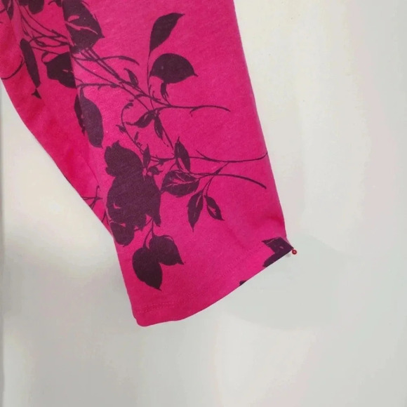 CLEARANCE Roamans L Top Pink Berry Floral Black Rose Print Comfy Plus Size 2X - Picture 5 of 11